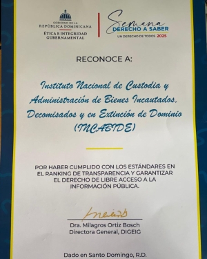 INCABIDE es Reconocido por la DIGEIG por su Compromiso con la Transparencia y el Acceso a la Informaci&oacute;n